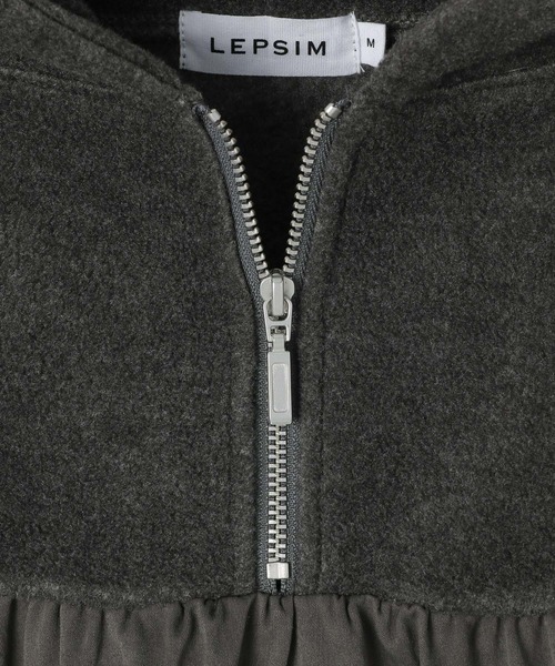 LEPSIM（レプシィム）の「ドッキングフードワンピース　147418（ワンピース・レディース・チャコールグレー/グリーン・FREE）」の7枚目の写真