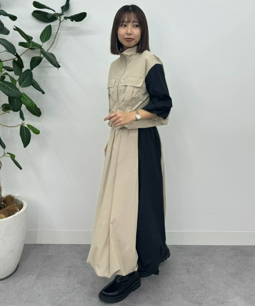 UNDOVE(アンドゥーブ)の「〈UNDOVE〉【はっ水/ストレッチ/UV対策/アウトドア/普段着/ジッパージャケット/ダブルジッパー/胸元ポケット】はっ水!ナイロンバルーンジャケット(ブルゾン・レディース・ベージュ/ブラック・X-LARGE/LARGE/MEDIUM)」の10枚目の写真