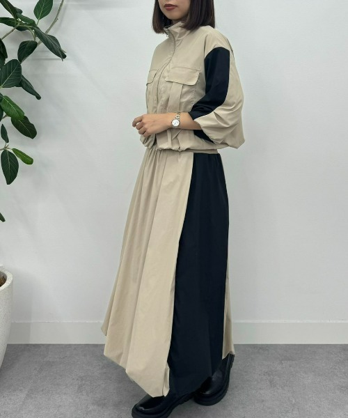 UNDOVE(アンドゥーブ)の「〈UNDOVE〉【はっ水/ストレッチ/UV対策/アウトドア/普段着/ジッパージャケット/ダブルジッパー/胸元ポケット】はっ水!ナイロンバルーンジャケット(ブルゾン・レディース・ベージュ/ブラック・X-LARGE/LARGE/MEDIUM)」の12枚目の写真
