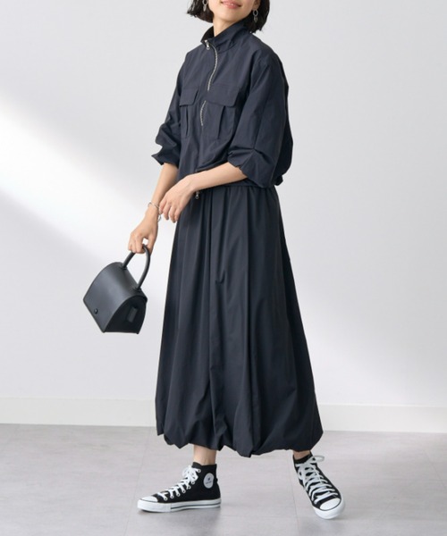 UNDOVE(アンドゥーブ)の「〈UNDOVE〉【はっ水/ストレッチ/UV対策/アウトドア/普段着/ジッパージャケット/ダブルジッパー/胸元ポケット】はっ水!ナイロンバルーンジャケット(ブルゾン・レディース・ベージュ/ブラック・X-LARGE/LARGE/MEDIUM)」の18枚目の写真