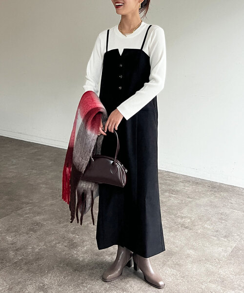 Chez toi（シェトワ）の「Iラインキャミワンピース×ニットプルオーバー（ワンピース・レディース・ブラック/キャメル/グレイッシュベージュ・FREE）」の11枚目の写真