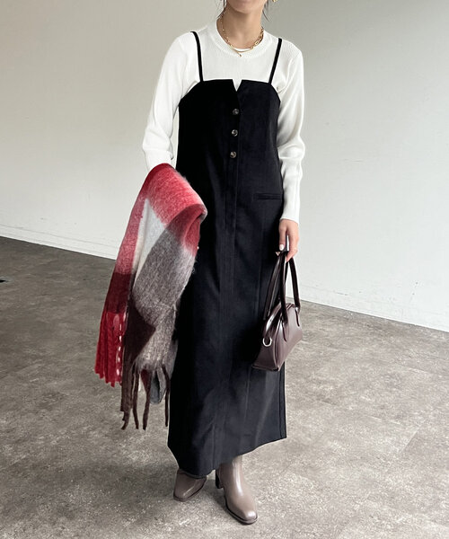 Chez toi（シェトワ）の「Iラインキャミワンピース×ニットプルオーバー（ワンピース・レディース・ブラック/キャメル/グレイッシュベージュ・FREE）」の13枚目の写真