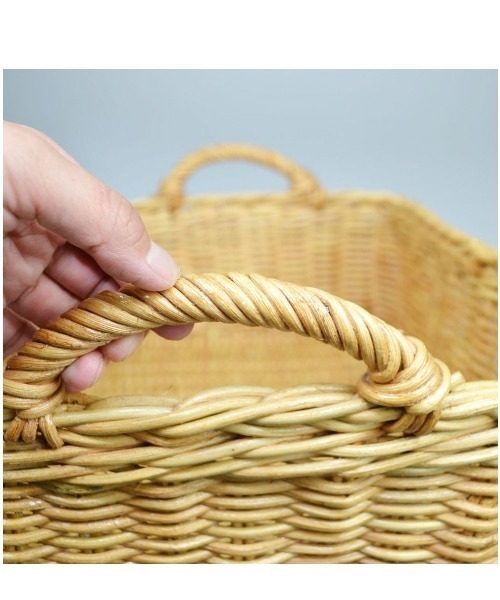 ラタン角 浅型 取っ手付き かご（かごバッグ）｜ラタンハウス（ラタンハウス）