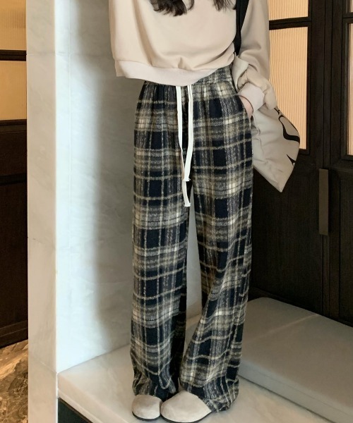 undercover/ism 09SS チェックワイドスラックス 3サイズ セール】ワイドパンツ チェック柄 レディース（スラックス