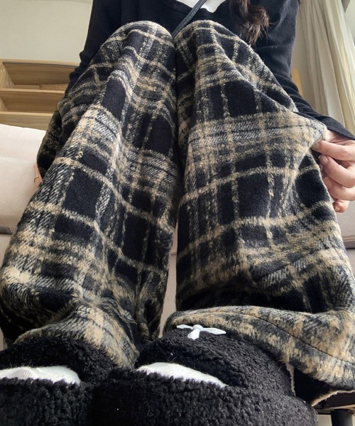 Miniministore（ミニミニストア）の「ワイドパンツ チェック柄 レディース（スラックス・レディース・ブラウン/ブラック・M/L/XL/S）」の15枚目の写真