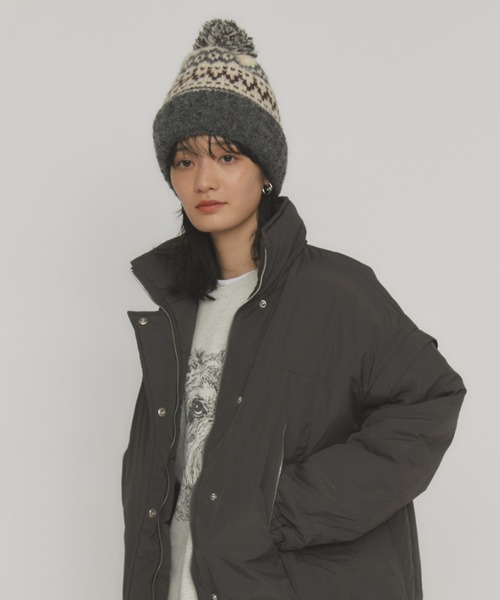 MERLOT(メルロー)の「ボンボンノルディックニットキャップ(ニットキャップ/ビーニー・レディース・レッド/グレー/ネイビー・FREE)」の6枚目の写真