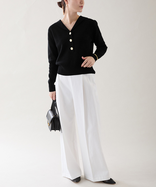 ヴェルメイユパーイエナ　プルオーバー　セーラー セール】GOLD point sailor knit（ニット/セーター）｜VERMEIL par