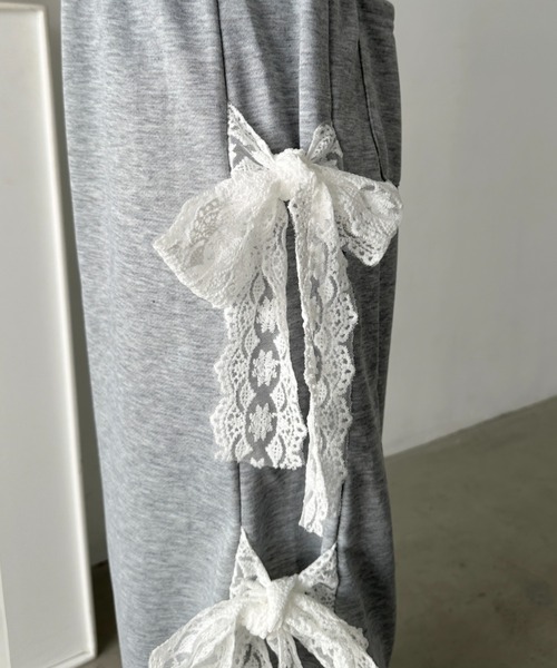 CLEA（クレア）の「レースリボンルーズスウェットパンツ（スウェットパンツ・レディース・グレー/アイボリー/ブラック・FREE）」の19枚目の写真