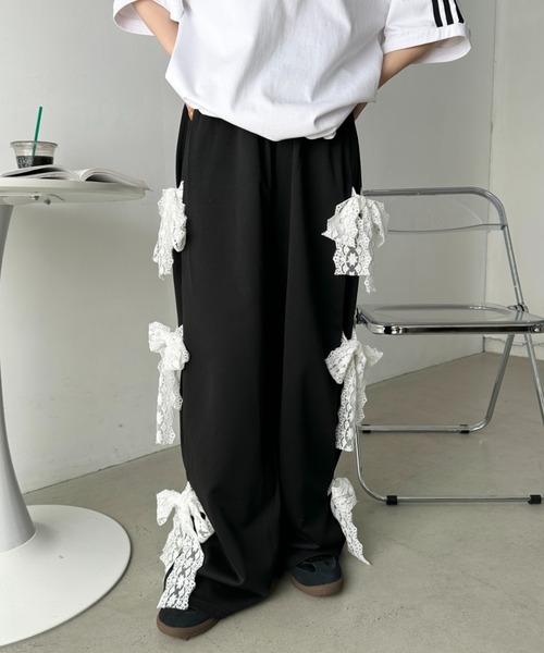 CLEA（クレア）の「レースリボンルーズスウェットパンツ（スウェットパンツ・レディース・グレー/アイボリー/ブラック・FREE）」の21枚目の写真