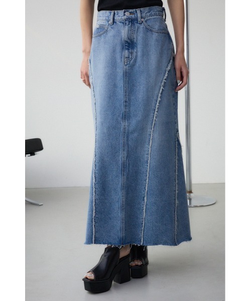 セール】AZUL DENIM フリンジ切替デニムスカート（デニム