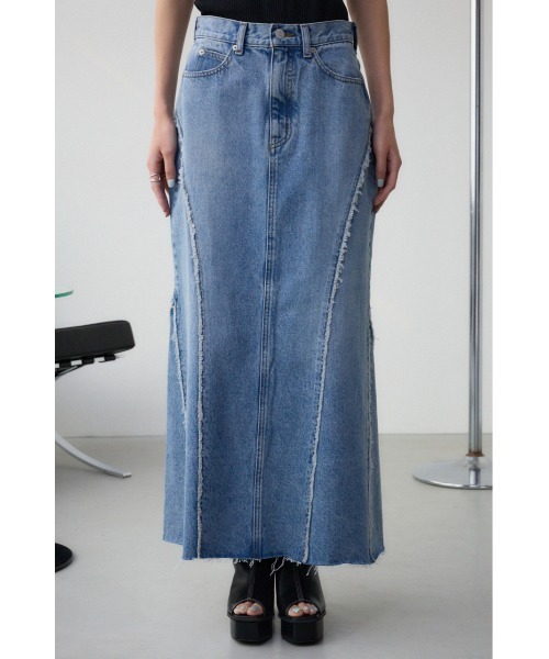 セール】AZUL DENIM フリンジ切替デニムスカート（デニム