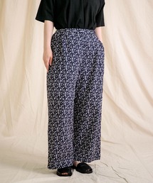 [prit]  80/1ローン 幾何学プリント  ワイドパンツ