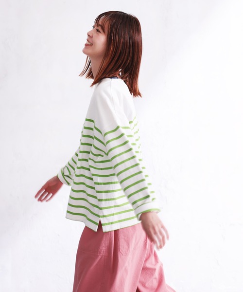 soulberry（ソウルベリー）の「ずんだ色のパネルボーダー（Tシャツ/カットソー・レディース・ホワイト系その他・LL/3L/4L/5L/M/L）」の11枚目の写真