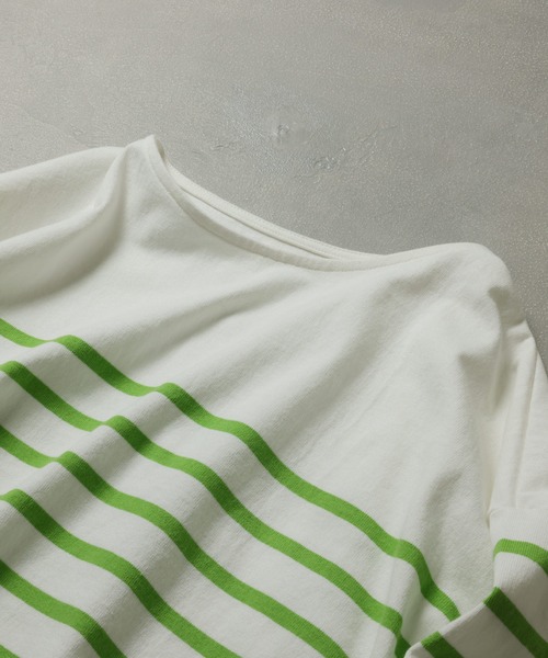 soulberry（ソウルベリー）の「ずんだ色のパネルボーダー（Tシャツ/カットソー・レディース・ホワイト系その他・LL/3L/4L/5L/M/L）」の8枚目の写真