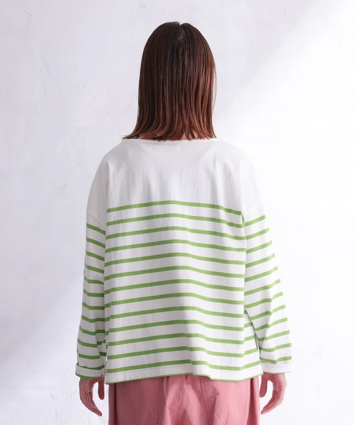 soulberry（ソウルベリー）の「ずんだ色のパネルボーダー（Tシャツ/カットソー・レディース・ホワイト系その他・LL/3L/4L/5L/M/L）」の2枚目の写真