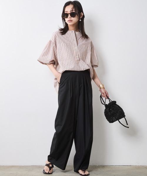 CHIC STYLE(シックスタイル)の「綿100%袖口リブアウトポケットブラウス<大きいサイズ有>シックスタイル(シャツ/ブラウス・レディース・ネイビー/ベージュ系/ブルー系・L/M/5L/4L/3L/LL)」の4枚目の写真