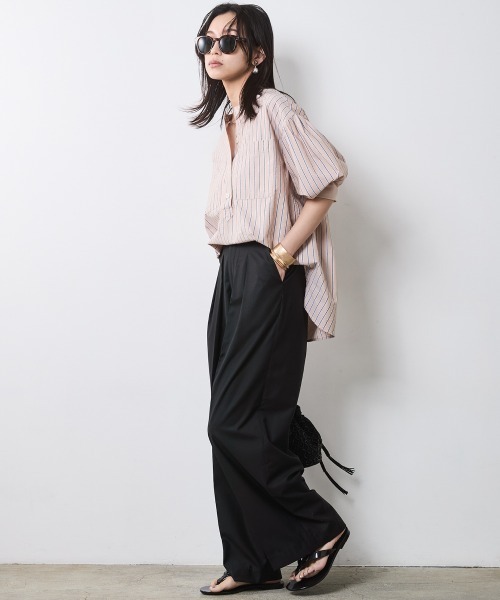 CHIC STYLE(シックスタイル)の「綿100%袖口リブアウトポケットブラウス<大きいサイズ有>シックスタイル(シャツ/ブラウス・レディース・ネイビー/ベージュ系/ブルー系・L/M/5L/4L/3L/LL)」の5枚目の写真