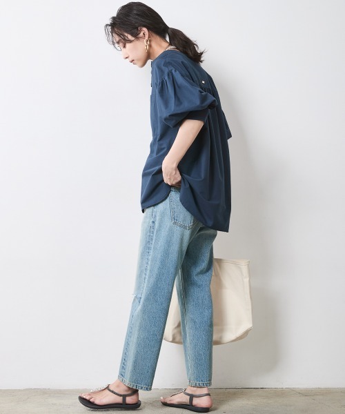 CHIC STYLE(シックスタイル)の「綿100%袖口リブアウトポケットブラウス<大きいサイズ有>シックスタイル(シャツ/ブラウス・レディース・ネイビー/ベージュ系/ブルー系・L/M/5L/4L/3L/LL)」の10枚目の写真