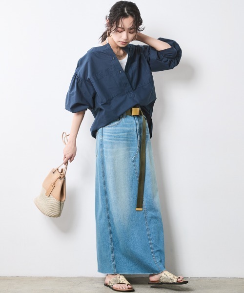 CHIC STYLE(シックスタイル)の「綿100%袖口リブアウトポケットブラウス<大きいサイズ有>シックスタイル(シャツ/ブラウス・レディース・ネイビー/ベージュ系/ブルー系・L/M/5L/4L/3L/LL)」の11枚目の写真