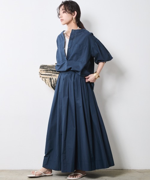 CHIC STYLE(シックスタイル)の「綿100%袖口リブアウトポケットブラウス<大きいサイズ有>シックスタイル(シャツ/ブラウス・レディース・ネイビー/ベージュ系/ブルー系・L/M/5L/4L/3L/LL)」の16枚目の写真