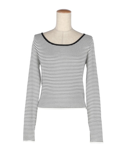 coca(coca)(コカ)の「【WEB限定セール】リブニットボートネックトップス(ニット/セーター・レディース・ブラック/ライトグレー・L/S/M)」の22枚目の写真