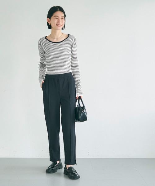 coca(coca)(コカ)の「【WEB限定セール】リブニットボートネックトップス(ニット/セーター・レディース・ブラック/ライトグレー・L/S/M)」の6枚目の写真