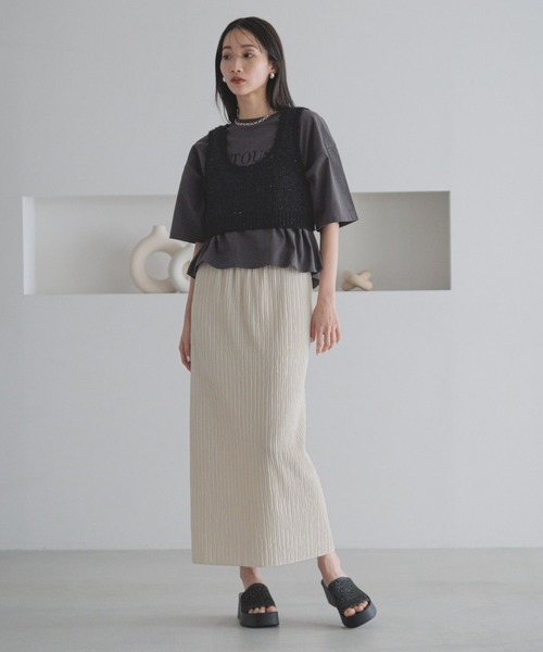 LOWRYS FARM（ローリーズファーム）の「ジャガードプリーツスカート　 288773（スカート・レディース・ブラック/グリーン/ブラウン/アイボリー・FREE）」の5枚目の写真