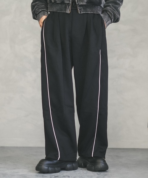 Shoowtime(ショウタイム)の「Side piping design wide sweat pants / サイドパイピングデザインワイドスウェットパンツ(スウェットパンツ・メンズ・ブラック/ヘザーグレー・X-LARGE/LARGE/MEDIUM)」の2枚目の写真