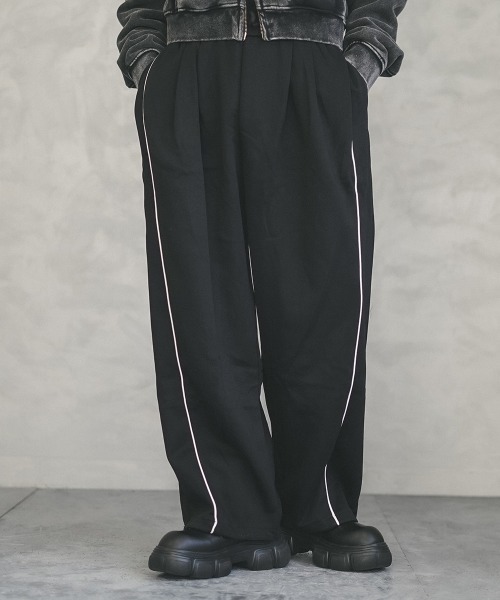 Shoowtime(ショウタイム)の「Side piping design wide sweat pants / サイドパイピングデザインワイドスウェットパンツ(スウェットパンツ・メンズ・ブラック/ヘザーグレー・X-LARGE/LARGE/MEDIUM)」の5枚目の写真