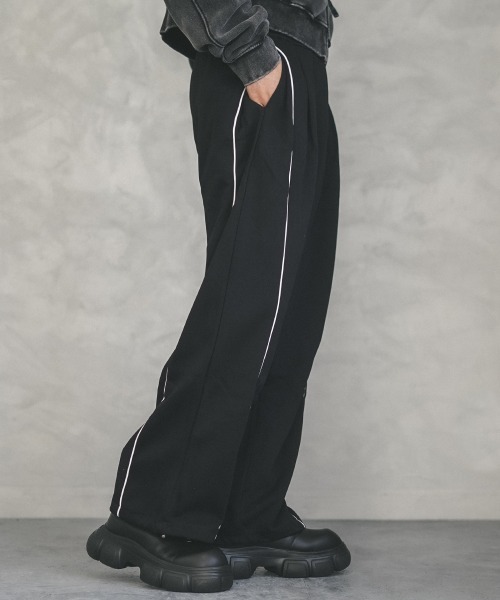 Shoowtime(ショウタイム)の「Side piping design wide sweat pants / サイドパイピングデザインワイドスウェットパンツ(スウェットパンツ・メンズ・ブラック/ヘザーグレー・X-LARGE/LARGE/MEDIUM)」の7枚目の写真