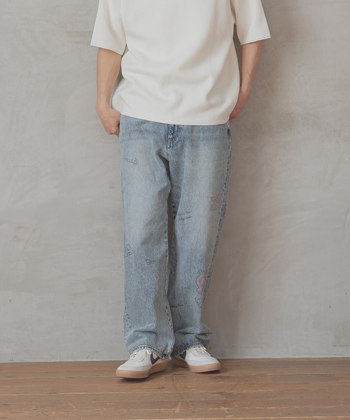 BAYFLOW（ベイフロー）の「[遊び心がかわいい]落書きプリントデニムパンツ（デニムパンツ・メンズ・アクア/クリアブルー・MEDIUM/LARGE）」の4枚目の写真