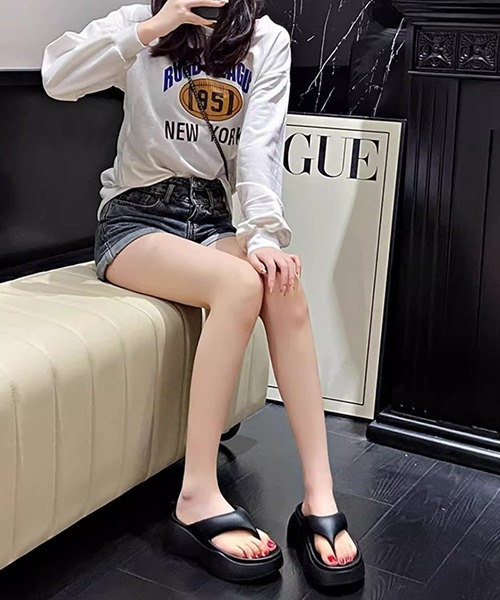 厚底 ボリュームプラットフォームトングサンダル culs113