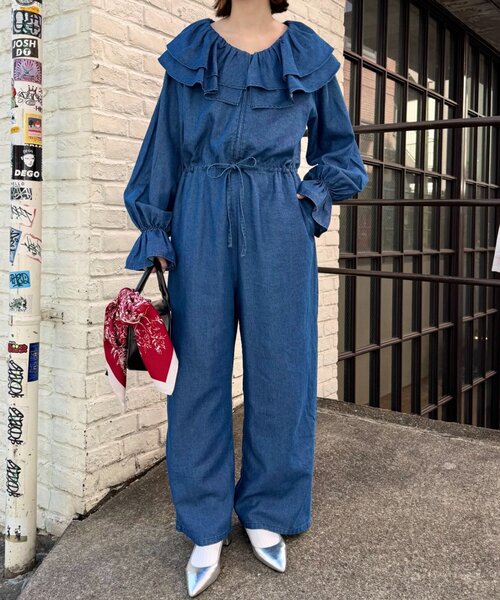 誕生日プレゼント willow】フリルキャンディースリーブオールインワン（サロペット サロペット・オーバーオール・オールインワン
