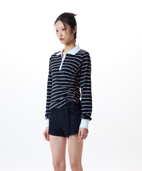 LUVISTRUE(ラヴイズトゥルー)の「IM STRING RUGBY TEE(Tシャツ/カットソー・レディース・ブラック/グレー/ネイビー・FREE)」の7枚目の写真