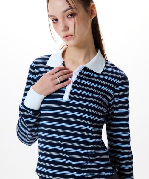 LUVISTRUE(ラヴイズトゥルー)の「IM STRING RUGBY TEE(Tシャツ/カットソー・レディース・ブラック/グレー/ネイビー・FREE)」の14枚目の写真