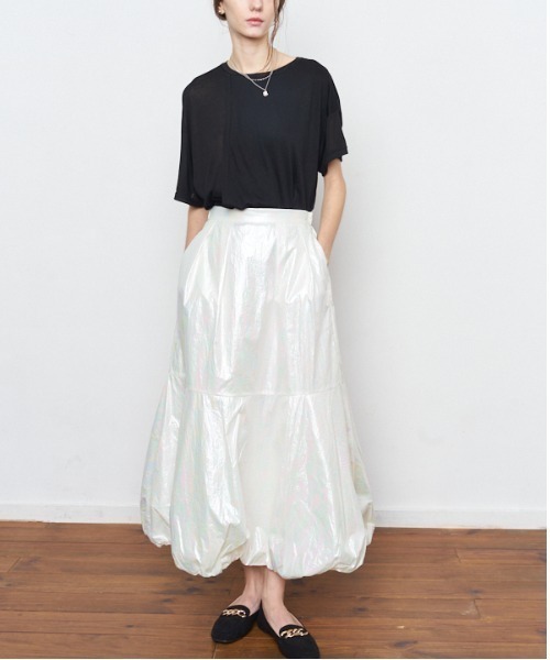 Muel Chic(ミュエルシック)の「Alicia balloon skirt アリシアバルーンスカート(スカート・レディース・ミント/ブロンズ/ホワイト・FREE)」の2枚目の写真