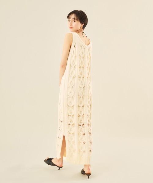 Muscat（マスカット）の「かぎ針編みニットタンクワンピース（ワンピース・レディース・ライトグレー/クリーム・M）」の13枚目の写真