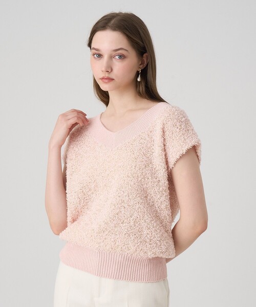 ANAYI（アナイ）の「GIMAフェザーVプルオーバー（ニット/セーター・レディース・ホワイト/ピンク/グリーン・38）」の8枚目の写真