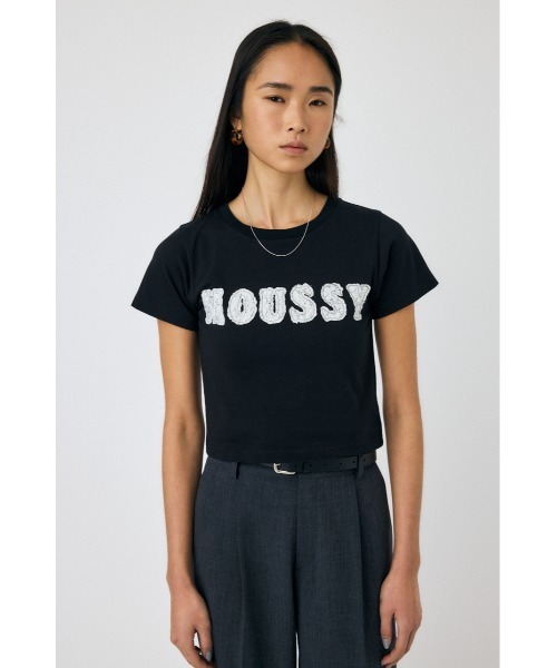 ライトグレー ZOZO限定カラー】PATCH LACE MOUSSY TINY Tシャツ