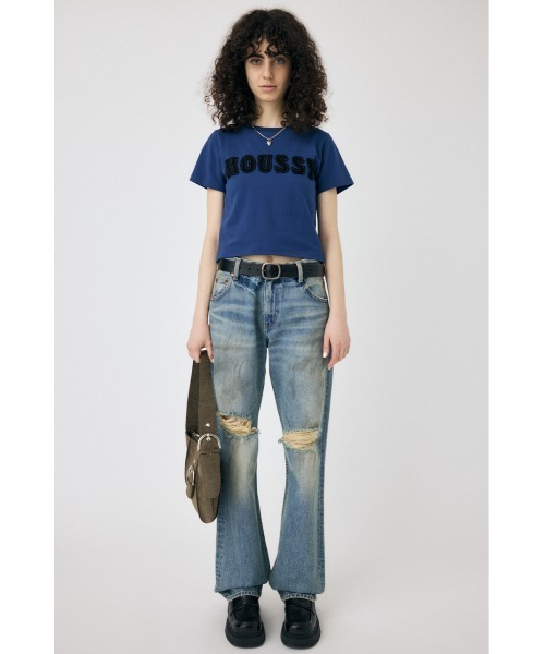 ライトグレー ZOZO限定カラー】PATCH LACE MOUSSY TINY Tシャツ