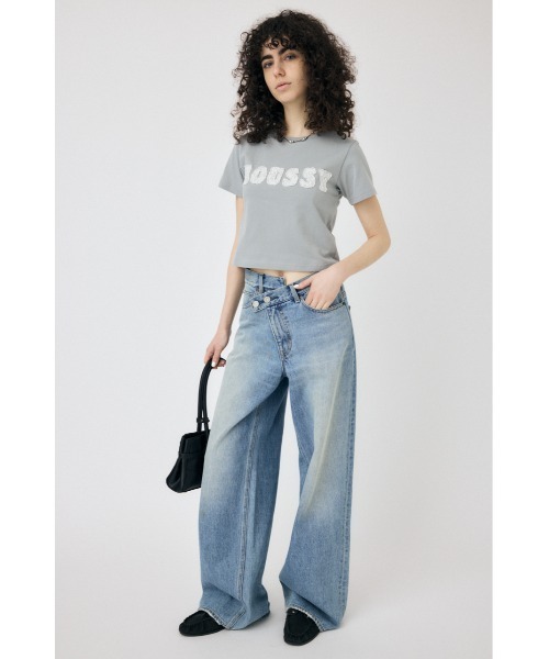ライトグレー ZOZO限定カラー】PATCH LACE MOUSSY TINY Tシャツ