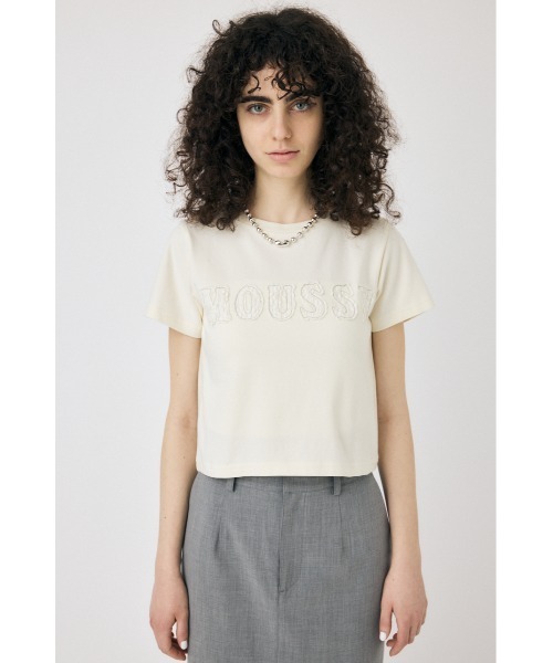 ライトグレー ZOZO限定カラー】PATCH LACE MOUSSY TINY Tシャツ