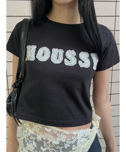 ライトグレー ZOZO限定カラー】PATCH LACE MOUSSY TINY Tシャツ