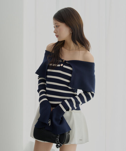 Chico（チコ）の「ビックカラーリブニット（ニット/セーター・レディース・ホワイト/ピンク/ネイビー/ホワイト系その他2/ブルー系その他2・FREE）」の16枚目の写真