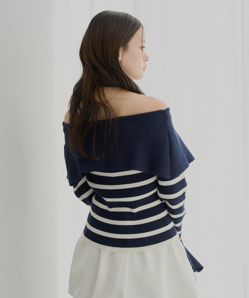 Chico（チコ）の「ビックカラーリブニット（ニット/セーター・レディース・ホワイト/ピンク/ネイビー/ホワイト系その他2/ブルー系その他2・FREE）」の21枚目の写真