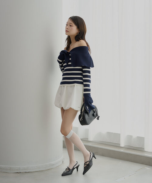 Chico（チコ）の「ビックカラーリブニット（ニット/セーター・レディース・ホワイト/ピンク/ネイビー/ホワイト系その他2/ブルー系その他2・FREE）」の22枚目の写真