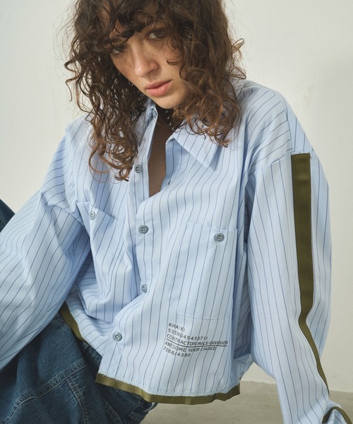 kha:ki(カーキ)の「「KHA:KI / カーキ」 リメイクワークシャツ REMAKE WORK SHIRT(シャツ/ブラウス・レディース・サックスブルー/ブルー・1)」の4枚目の写真