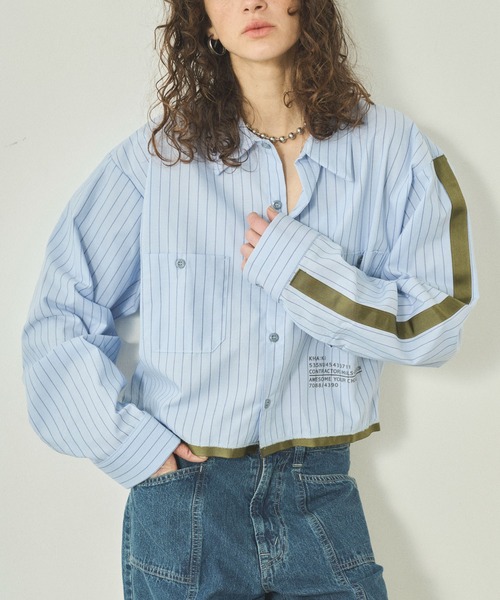 kha:ki(カーキ)の「「KHA:KI / カーキ」 リメイクワークシャツ REMAKE WORK SHIRT(シャツ/ブラウス・レディース・サックスブルー/ブルー・1)」の10枚目の写真