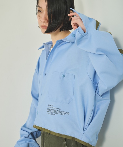 kha:ki(カーキ)の「「KHA:KI / カーキ」 リメイクワークシャツ REMAKE WORK SHIRT(シャツ/ブラウス・レディース・サックスブルー/ブルー・1)」の17枚目の写真