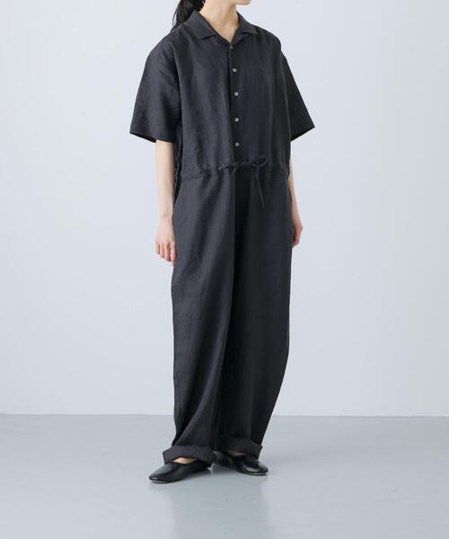 かぐれ(カグレ)の「リネンハーフスリーブオールインワン(サロペット/オーバーオール・レディース・チャコールグレー/ブラック/グレー系その他・FREE)」の3枚目の写真